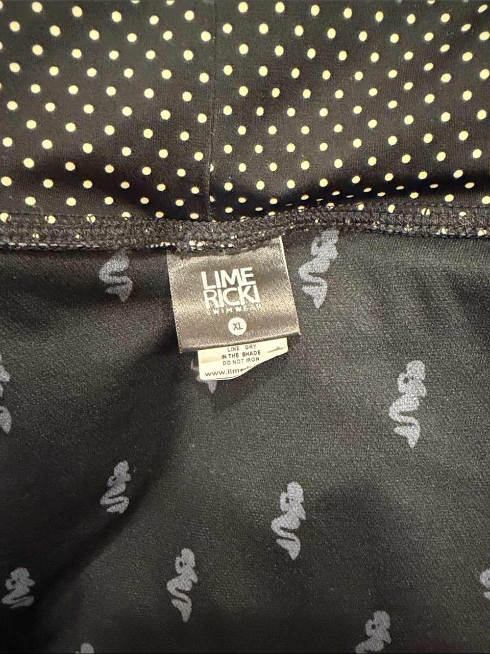 2 piece Lime Ricki tankini swimsuit cream top black polka dots ruffled skirt L - Picture 10 of 14